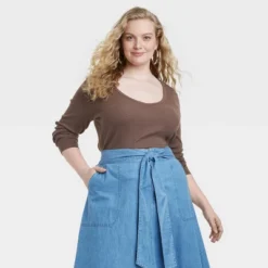 Universal Thread Women's Ribbed V-Neck Long Sleeve T-Shirt -Universalthread GUEST 05b1c832 d529 44b0 9ec6 13adaecf7c7d