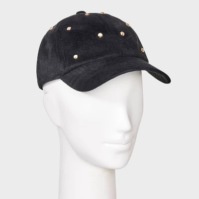 Universal Thread™ Faux Suede Baseball Hat with Stud Detail - Black 3 Universal Thread™ Faux Suede Baseball Hat with Stud Detail - Black