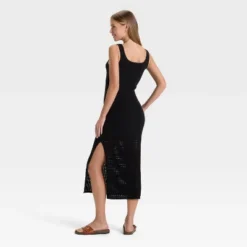 Universal Thread Women's Midi Sweater Dress - Pointelle & Jersey Knit