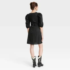 Universal Thread Women's Elbow Puff Sleeve Ruched Mini Dress