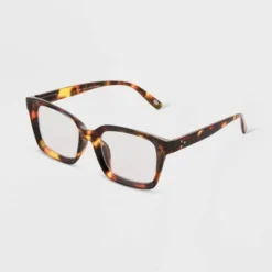 Universal Thread™ Women's Tortoise Print Blue Light Filtering Glasses - Dark Brown Rectangle