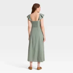 Universal Thread Ruffle Sleeve Maxi A-Line Dress with Pockets