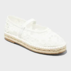 Women's Celia Floral Lace Mary Jane Espadrille Flat With Memory Foam Insole - Universal Thread™ White -Universalthread GUEST 208db7a1 ba2b 42fe ab32 7ba4a6965763