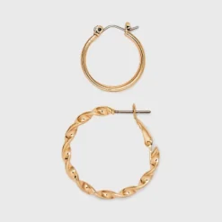 Twisted And Duo Hoop Earring Set 3pc - Universal Thread™