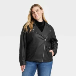 Universal Thread Women's Oversized Faux Leather Moto Jacket - Black -Universalthread GUEST 247de734 3ce9 4dd0 88b4 565ab5a421ae