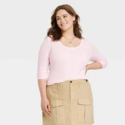 Universal Thread Women's Long Sleeve Ribbed Scoop Neck Cropped T-Shirt -Universalthread GUEST 26280a4e 8c14 45fb b23c e17e526d0a34