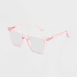 Universal Thread™ Women's Shiny Square Blue Light Filtering Glasses - Light Pink