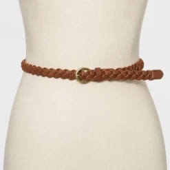 Universal Thread Women's 2pk Belt Set - Black Smooth and Brown Braided