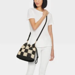 Universal Thread™ Straw Checker Drawstring Crossbody Bag