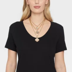 Universal Thread Coin Medallion Quartz Multi-Strand Necklace - Gold