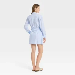 Universal Thread Women's Long Sleeve Tie-Front Mini Shirtdress