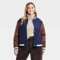 Universal Thread Women's Shrunken Varsity Jacket with Faux-Leather Sleeves -Universalthread GUEST 3217edd9 5435 4696 843d 9a1030ace912