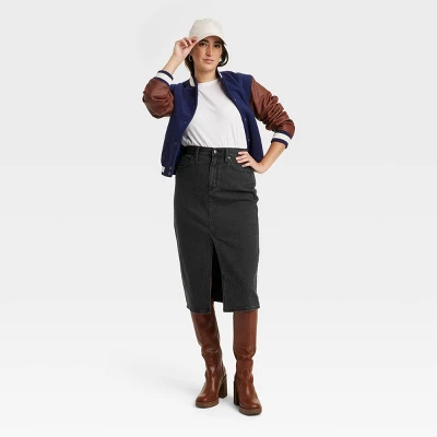 Universal Thread Women's High-Rise Denim Midi Skirt with Front Slit 4 Universal Thread Women's High-Rise Denim Midi Skirt with Front Slit - Image 2