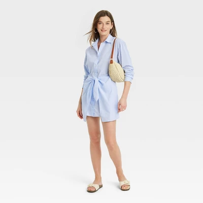 Universal Thread Women's Long Sleeve Tie-Front Mini Shirtdress 4 Universal Thread Women's Long Sleeve Tie-Front Mini Shirtdress - Image 2