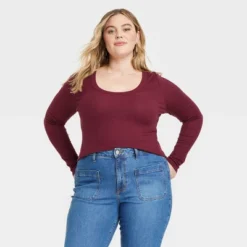 Universal Thread Women's Long Sleeve Ribbed Scoop Neck Cropped T-Shirt -Universalthread GUEST 4faaf608 e5e8 493d 9a34 c840a66a5f91