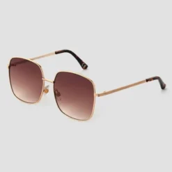 Universal Thread Women's Metal Oversized Square Sunglasses - Gold/Brown