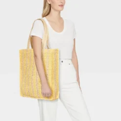 Universal Thread™ Striped Straw Crochet Tote Handbag