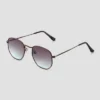 Universal Thread™ Women's Narrow Metal Geo Round Sunglasses - Silver