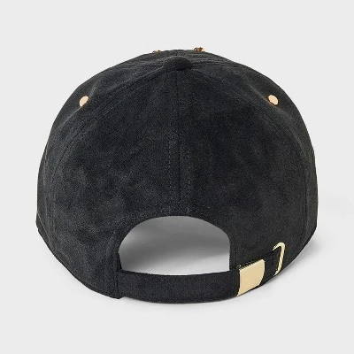 Universal Thread™ Faux Suede Baseball Hat with Stud Detail - Black 4 Universal Thread™ Faux Suede Baseball Hat with Stud Detail - Black - Image 2