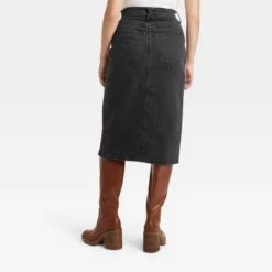 Universal Thread Women's High-Rise Denim Midi Skirt with Front Slit