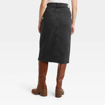 Universal Thread Women's High-Rise Denim Midi Skirt with Front Slit 3 Universal Thread Women's High-Rise Denim Midi Skirt with Front Slit