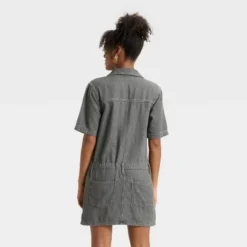 Universal Thread Women's Short Sleeve Drop Waist Drawstring Mini Dress