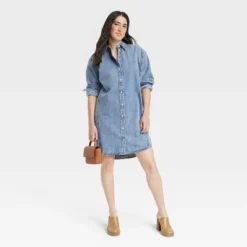 Universal Thread Women's Long Sleeve Denim Mini Shirtdress - Blue -Universalthread GUEST 5f413cbd dc23 4d78 b4d8 0ec3f979cfb1