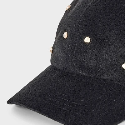 Universal Thread™ Faux Suede Baseball Hat with Stud Detail - Black 5 Universal Thread™ Faux Suede Baseball Hat with Stud Detail - Black - Image 3