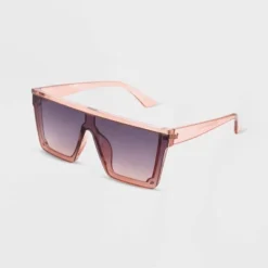 Universal Thread Women's Shiny Plastic Shield Sunglasses - Rose Pink