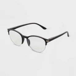 Universal Thread™ Women's Retro Round Blue Light Filtering Glasses - Black