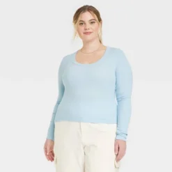 Universal Thread Women's Long Sleeve Ribbed Scoop Neck Cropped T-Shirt -Universalthread GUEST 73461f26 ff6f 490a bf88 efa63f7886b4