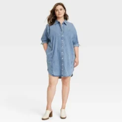Universal Thread Women's Long Sleeve Denim Mini Shirtdress - Blue -Universalthread GUEST 77011131 9695 4028 a9dd df9b434ad7b4