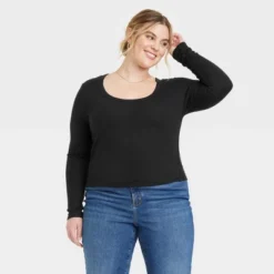 Universal Thread Women's Long Sleeve Ribbed Scoop Neck Cropped T-Shirt -Universalthread GUEST 79d5e5ec 92ea 490b a77f f7cc45e6dd48