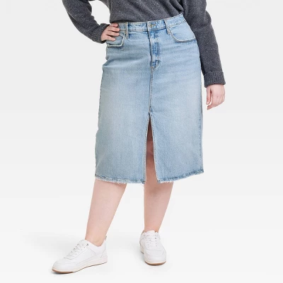 Universal Thread Women's High-Rise Denim Midi Skirt with Front Slit 6 Universal Thread Women's High-Rise Denim Midi Skirt with Front Slit - Image 4