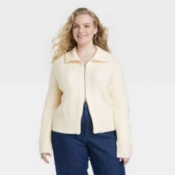 Universal Thread Women's Zip-Up Cable-Knit Cardigan with Mock Neck -Universalthread GUEST 85d3befb 0c10 4b6d 9f30 ab921fc45ac9
