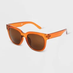 Universal Thread Women's Shiny Metal Rectangle Sunglasses - Orange/Brown