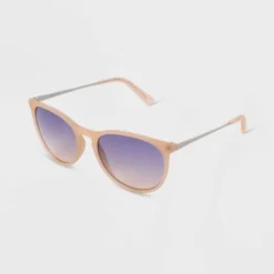 Universal Thread™ Women's Metal Round Sunglasses – Pink with Blue Lenses