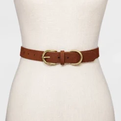 Universal Thread Women's Double Harness Metal Loop Belt - Cognac