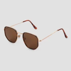 Universal Thread Women's Narrow Geometric Sunglasses - Gold & Tortoise