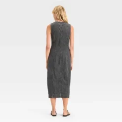 Universal Thread Women's Denim Button-Down Ankle Dress