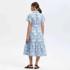 Universal Thread Short Sleeve Button-Down Midi A-Line Dress