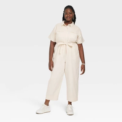 Universal Thread Women's Short Sleeve Button-Front Boilersuit with Tie Waist 6 Universal Thread Women's Short Sleeve Button-Front Boilersuit with Tie Waist - Image 4