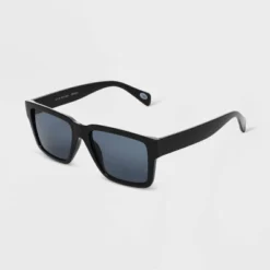 Universal Thread Women's Shiny Plastic Rectangle Sunglasses - Black