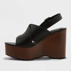 Universal Thread Women's Naomi Wood Wedge Heels with Memory Foam