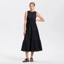 Universal Thread Women's Tiered Maxi A-Line Cotton Dress