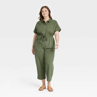 Universal Thread Women's Short Sleeve Button-Front Boilersuit with Tie Waist 7 Universal Thread Women's Short Sleeve Button-Front Boilersuit with Tie Waist - Image 5