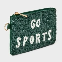 Universal Thread Go Sports Beaded Pouch in Green and White