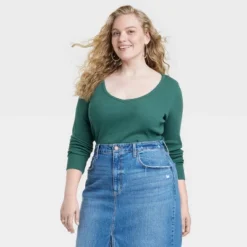 Universal Thread Women's Ribbed V-Neck Long Sleeve T-Shirt -Universalthread GUEST b78a2291 3d68 4f34 987a 801fb6a670d1