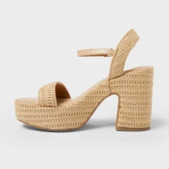 Universal Thread Madeline Raffia Platform Sandal Heels with Memory Foam