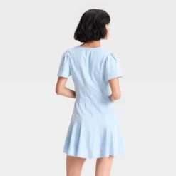 Universal Thread Women's Short Sleeve Button-Front Mini A-Line Dress